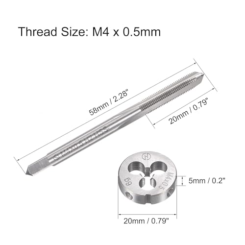 TOP-VIGOR M4 x 0.5mm Metric Tap and Die Set, Machine Thread Screw Tap with Round Threading Die - Image 2