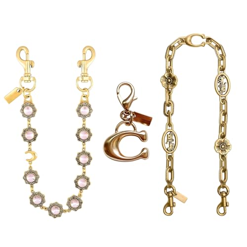 Penkful 3 Pack Bag Charm, Purse Charms Wallet Chain Keychains, Express Your Fashinable Style, Vintage Gold Bag Strap Chains Extender for Women Handbags Purses