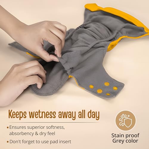 Image of LuvLap Reusable Baby Cloth Diaper, Double Leak Guard, High Absorption, Quick dry, Stain-Proof Comfort & Protection, 3m+, adjustable waist & height with snap buttons, Absorbent insert, blue stars