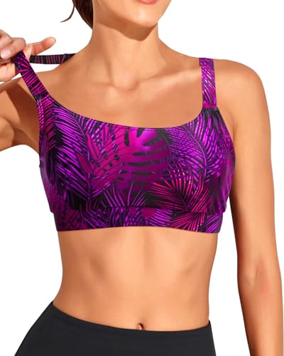 Image of Tempt Me Women Sports Bra Swim Crop Tops Only | Scoop neck, Bathing suits top, Removable cups, Adjustable straps