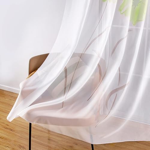 Rideaux de la salon à pattes floral vert SIMPVALE 150cm - 7