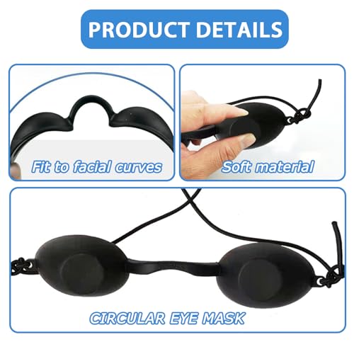 DALAETUS 6 Pcs Black Sunbed Goggles Adjustable, Ergonomic Design, Soft & Durable Eye Protection for IPL, Laser Cosmetic, Eyebrow Wash Strong Shade Safety Tanning Goggles - Image 4