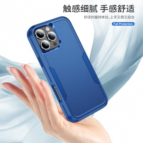 Image of Cubix Full Body Armor Cover for iPhone 16 Pro Pouch Hard PC + Soft TPU 3-Layer Military Grade Back Case (Navy)