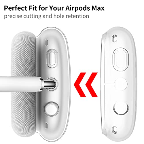 Airspo For Airpods Max Case Cover, Clear Soft Tpu Case Cover+Slicone Earpad Cover+Silicone Overhead Cover, Transparent Protective Case For Airpods Max Headphones (Clear) #TOP2