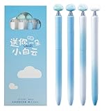 MOZXIRZ 4 Pcs Cute Rotatable Pens Cloud Gel Pens Black Ink Pen 0.5mm Fine Point Smooth Writing Pens Aesthetic Gel Pen Office School Supplies Women Girls Boys Men (4Pcs Cloud)