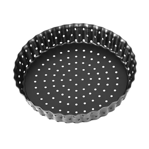 Alipis Teglia Antiaderente per Pizza da 5 Pollici in Acciaio al Carbonio, Teglia Bucata per Quiche e Crostate, Padella Rimovibile per Forno Domestico e Professionale