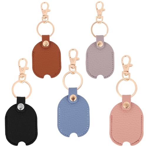 Image of NQEUEPN PU Leather Car Key Sleeve Cover, Vintage Broken Car Key Loop Replacement Keychain Protector with Keyring