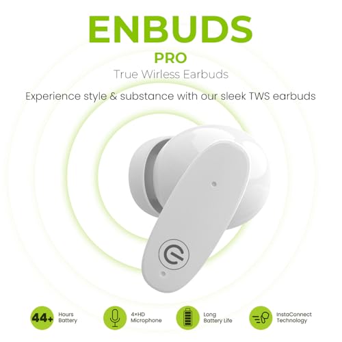 Image of EVM EnBuds Pro TWS - 44 Hours Playtime - True Wireless Earbuds with ENC & Quad Mics - Type C Charging Port - 13mm Speakers, 500 mAh Battery & BT 5.3-1 Year Warranty (EVM-TWS-05-White)
