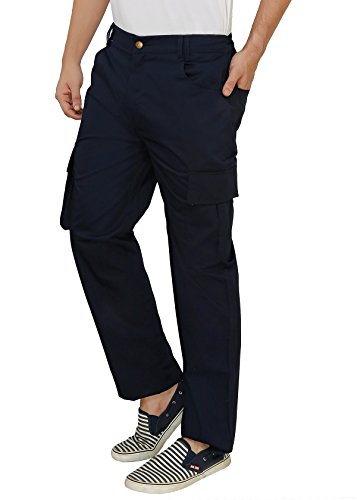 Image of ASHDAN Outdoor Solid Cargos. Regular Fit. Multi-Utility Pockets. Sturdy Polyester-Cotton Blended Cargo Trousers