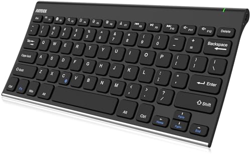 Arteck Bluetooth Keyboard, Stainless Steel Universal Portable Wireless Bluetooth Keyboard for iOS iPad 10.2-inch, Air, Pro, Mini, Android, Windows Tablets PC Smartphone Built in Rechargeable Battery