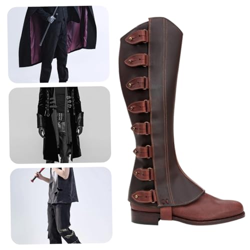 Armure de jambe médiévale avec fixation réglable en cuir synthétique - 3