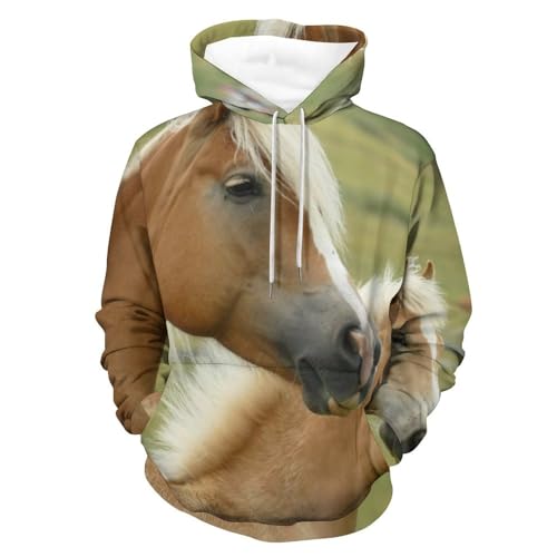 Sweat à capuche cheval brun UMENG pull de détente unisexe idéal pour l'extérieur