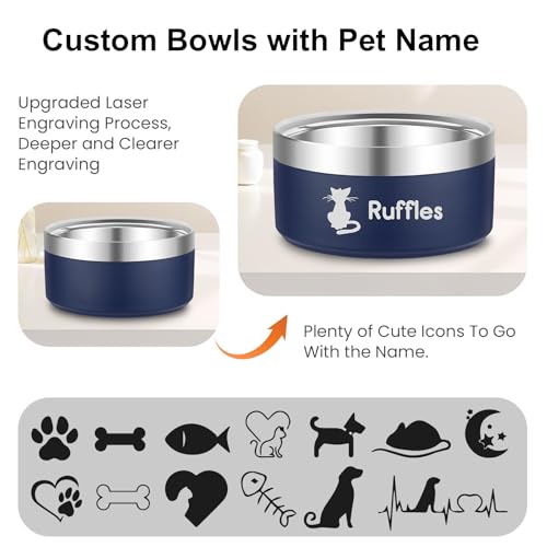 EinzigGeschenk Hundenapf Personalisiert, Personalisierte Metall Katzen- und Futternapf Hund & Wassernäpfe Mit Gravur Namen für Haustiere Geschenke, 10 Farben, 5 Größen (740 ML)