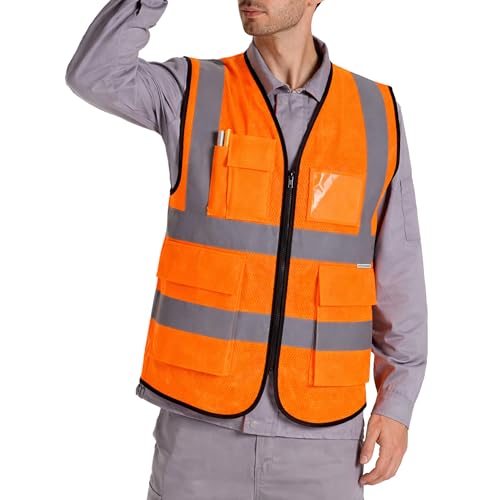 Image of uniformer Premium Safety Jacket for Men and Women | Reflective High Visibility | Ideal Unisex Safety Jacket for Civil Engineer | Used in Airport, Construction, Traffic