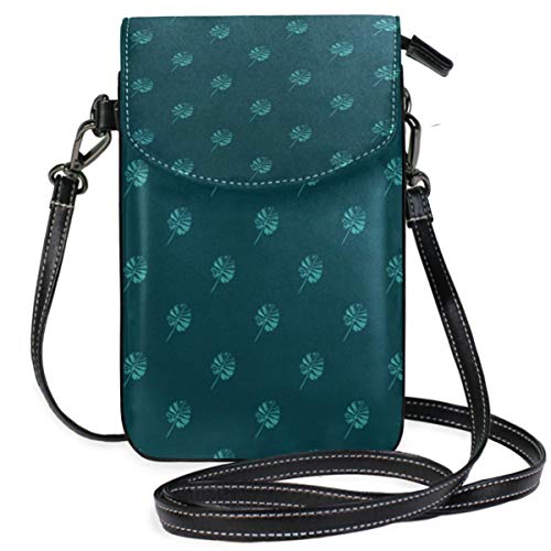 Preisvergleich Produktbild Monsterea Blattmuster Dunkelgrün Handy Geldbörse Geldbörse für Frauen Mädchen Kleine Umhängetaschen