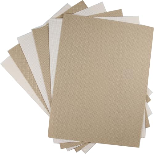 Image of KCS 4 /6 pc of 12 inch x 18 inch(30cmx45cm) 18CT Counted Cotton Aida Cloth Cross Stitch Fabric (6 pc, Ecru+Khaki)