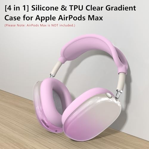 Image of Silicone Case Cover for AirPods Max 2,Clear Gradient TPU Ear Cups Cover /Ear Pad Case Cover /Headband Cover for AirPods Max 2 /1 (2026 /2024 /2020),Transparent Accessories for Apple AirPod Max,Light Purple