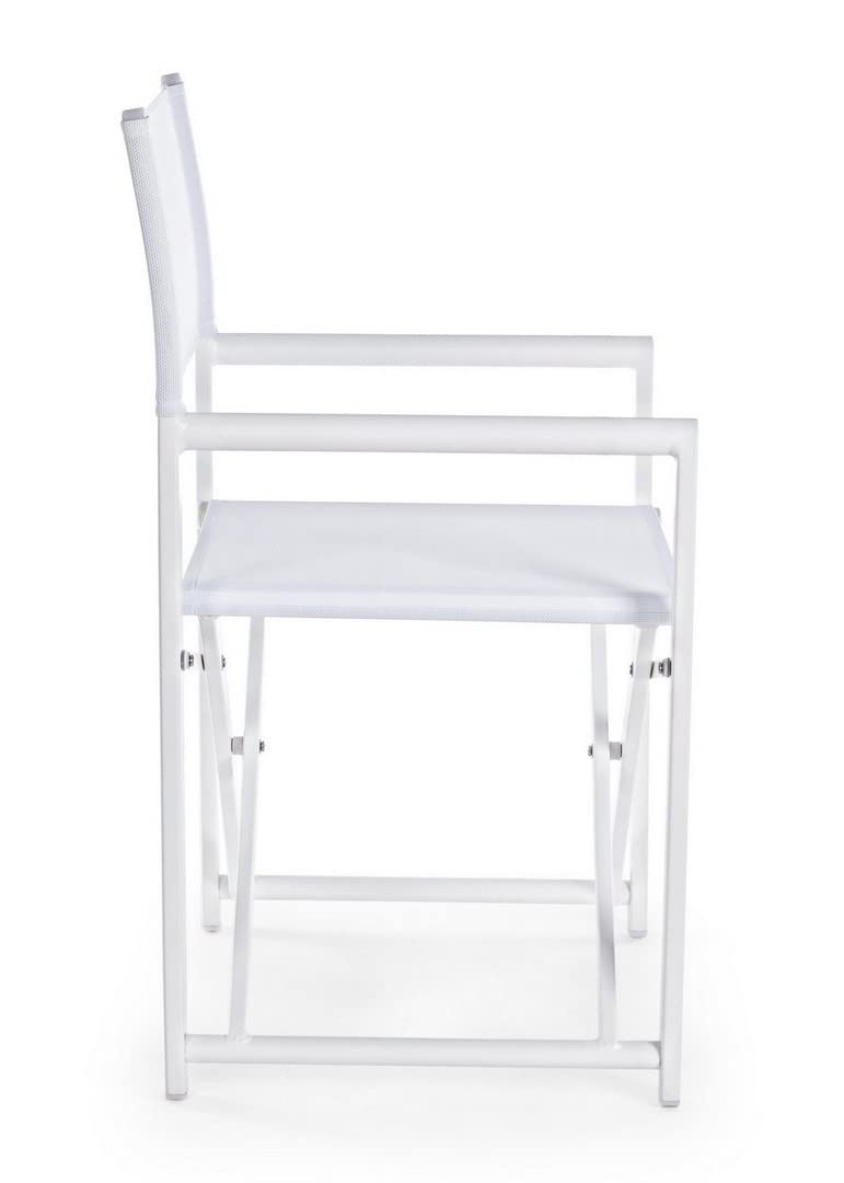 Decor Space Chaise de réalisateur Taylor, structure en aluminium, assise en textilène, idéale pour le jardin (Blanc)