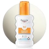 Eucerin Sensitive Protect Kids Trigger Spray SPF 50+ 200 ml, Crema solare 50+ bambini con filtri UV, Protezione solare 50+ bambini spray resistente all'acqua e adatta per pelle sensibile