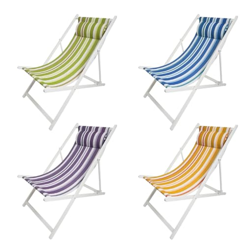 Deconation Lot De 4 Chiliennes Bayadère - Pliables Multicolores - 62,5 X 94 X H 95 Cm