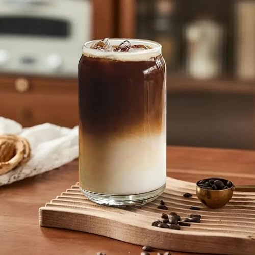 Image of criterion Drinking Glasses Set of 6 - Can Shaped Glass Cups, 490ml Iced Coffee, Smoothies, Soda, Beer, Water Tumblers | Unique Glass Cups Set | Dishwasher-Safe Glassware (6)