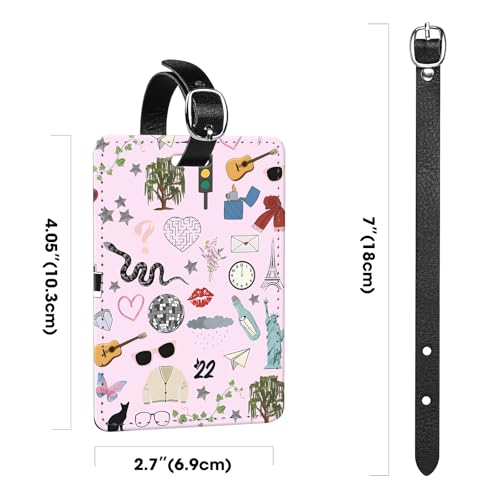 2 Pcs Musician Luggage Tags – Stylish PU Leather Bag Identifier – Durable, Fun Travel Accessories for Suitcases, Backpacks, & Bags – Perfect for Travelers, Music Lovers, & Pop Culture Fans2