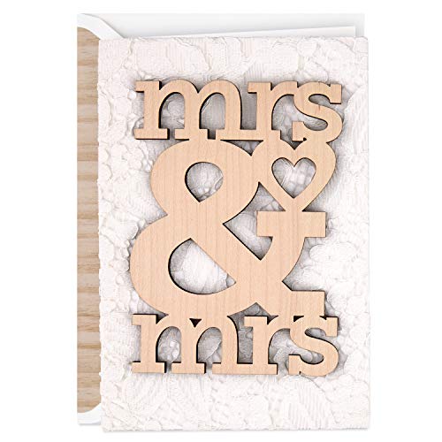 Hallmark Signature Wedding Card for Lesbian Couple (Wood Mrs. And Mrs.)