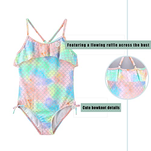 Image of Girls One Piece Swimsuits Ruffle Bathing Suit Kids Hawaiian Floral Swimwear 3-16 Years