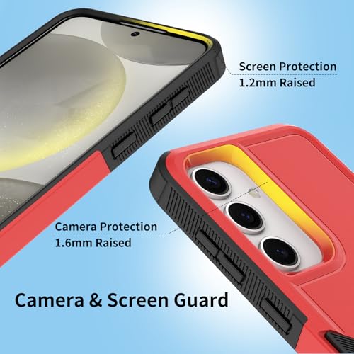 yuanming for Samsung Galaxy S25 Case,[Military Grade Drop Tested] with HD Screen Protector,Dual Layer Protective Heavy Duty Cell Phone Cover Non-Slip Shockproof Rugged Case for Galaxy S25 (Red) by yuanming - Used condition - Image 4