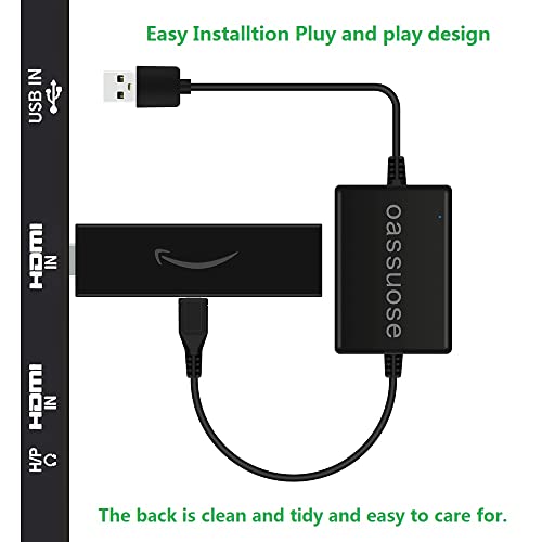 Oassuose Adaptador de cabo de alimentação USB para Fire TV Stick, alimenta os sticks de TV diretamen