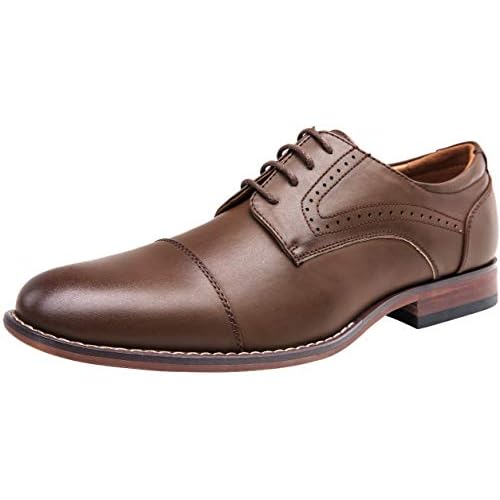 Vostey Men's Dress Shoes Classic Wingtip Brogue Men Oxfords 7 Black-plain Toe-637