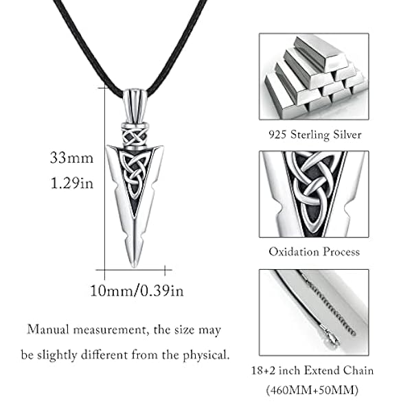 MEDWISE Collar de cruz celta de plata de ley 925 con cruz vikinga y espada de flecha con nudo celta y colgante de cruz vikinga para hombres, hijos, niños, novio y adolescentes