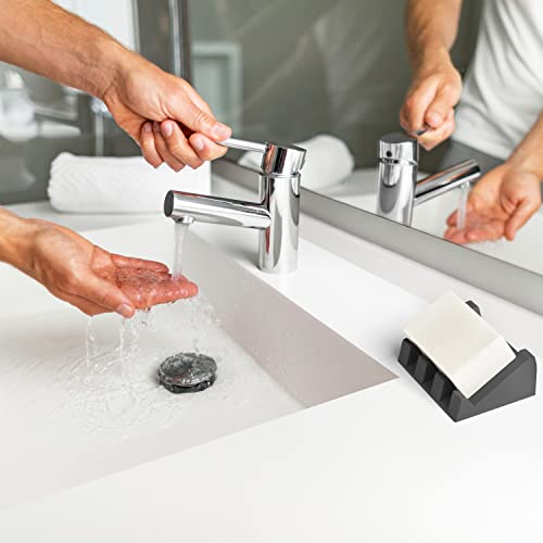 Isoapstone Silicone Soap Dish Self Draining Soap Dish Shower Waterfall Bar Soap Holder Tray With Drain Soap Saver For Kitchen Shower Bathroom Accessories Sponge Holder (Dark Grey, Light Green, 2) #TOP5