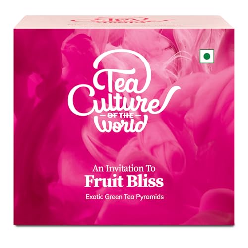 Image of Tea Culture of the World Fruit Bliss Green Tea Bags | Apple Mango Orange Papaya Pineapple Natural Fruit Blend | 100% Whole Leaf | Brew Hot or Iced | 16 Pyramid Bags