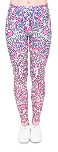 Festie Fever Buttery Soft Printed Pattern Womens Leggings (Mandala)