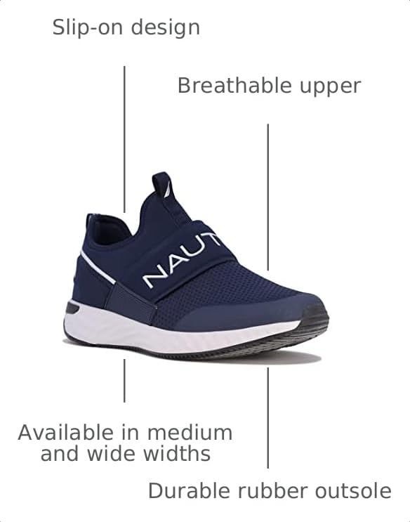 Image of Nautica Men's Slip-On Sneakers - Casual Fashion Shoes for Walking, in Medium & Wide Widths