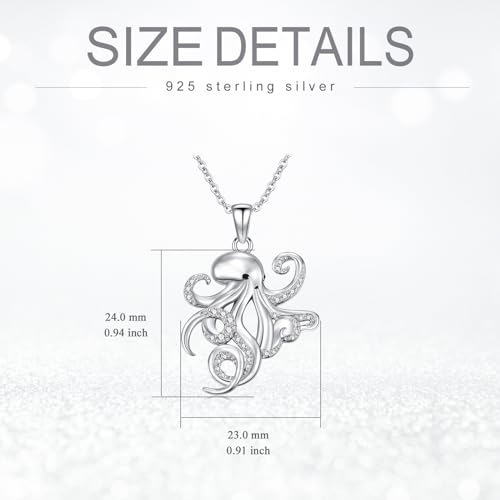 Octopus/Anchor Cross Necklace Sterling Silver Ocean Pendant Necklace Ocean Jewelry Gifts for Women4