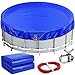 Poolabdeckung rund für Pools Ø 320-366 cm, UV-beständige Solarplane Pool rund aus 200g/m² PE Material, abdeckplane Pool für Sommer & Winter, Ø 420 cm Pool Abdeckplane
