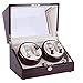 KANULAN Uhrenbeweger Automatik Automatische Uhrenbeweger Uhren Doppel Box Battery Watch Rotator Double 2 + 3 Elektrische Uhr Storage Box Einzel Uhrenbeweger Uhrenbeweger (Color : 4+0 Reddish Brown)