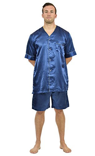 Up2date Fashion Mens Satin Pajamas, Short V-Neck Pj Set3