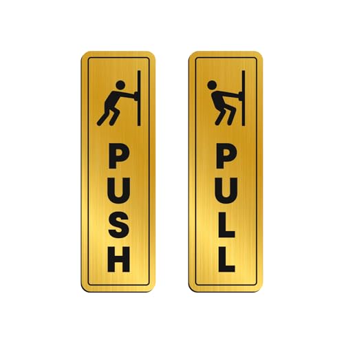 Image of Golden Black Push Pull Acrylic Sign Board | Waterproof Door Sign with Strong Adhesive for Office Hospital Restaurant Hotel Mall Shop | Premium 5cm x 16.5cm Signage