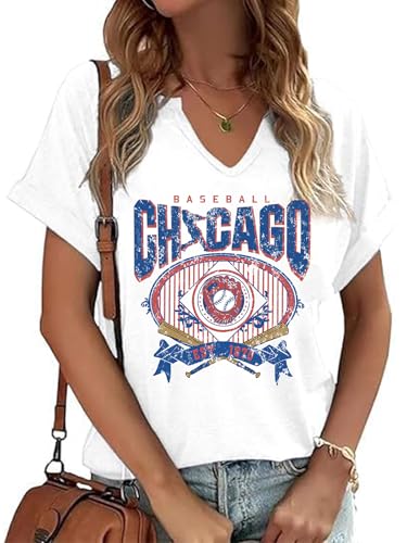Baseball Shirts for Women Game Day Fan Shirt Baseball Mom Tshirt Casual Gifts Short Sleeve Tops