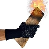 BlueFire Gloves BBQ Grill Firepit Oven Mitts Highest Heat Resistance EN407 Lab Certified (X-Large, Black/Black)
