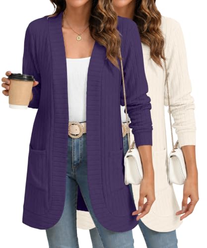 Image of YSYOKOW Cardigan Sweaters for Women Long Sleeve Open Front with Pockets