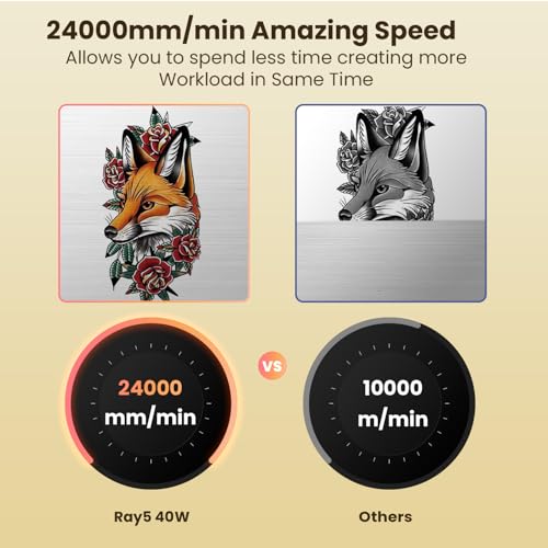 Image of Longer RAY5 Laser Engraver, 40W Output Power, 3.5 inch Color Touch Screen, with Air Assist,App Offline Control, Working Speed Up to 24000mm /min,DIY Engraver Tool for Wood, Metal, Working Area:385 * 385 mm