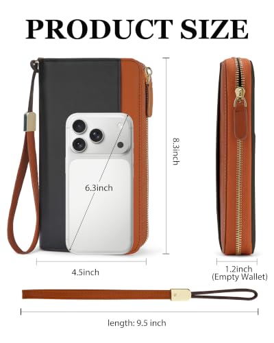 Image of Large Wallet for Women, Clutch Wallet with Passport Holder | RFID Wallet for Women, Zipper Clutch Purse, Passport Holder for Travel, Multiple Card Slots, Phone Pocket, Wristlet Strap