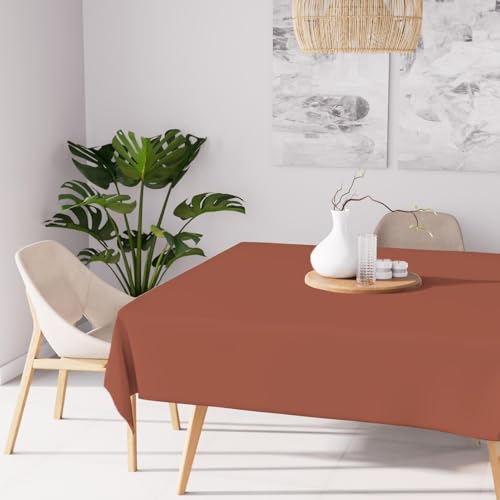 Soleil d'ocre, Nappe Anti-tâches carrée 140X140 cm Alix Corail