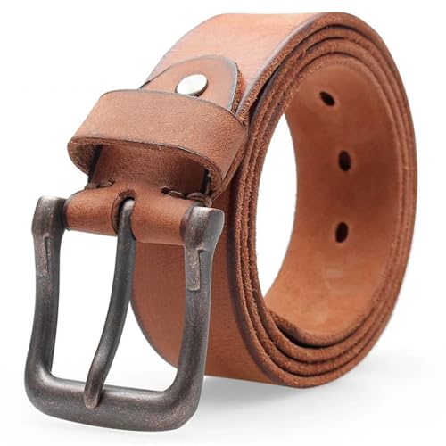 Men’s Retro Style Belt 3.8cm Wide Genuine Leather Strap for Jeans Solid Cowhide Pin Buckle Design3