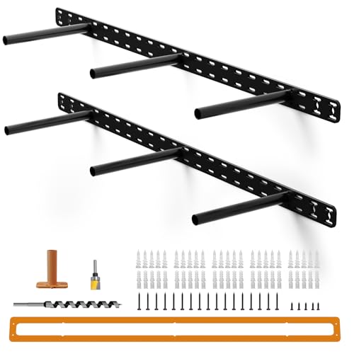 2pcs Floating Shelf Hardware Heavy Duty Hidden Shelf Brackets Support,Wall Mounting Invisible Floating Shelves Bracket with Jig (34' x 8' x 1.5' with Tools)