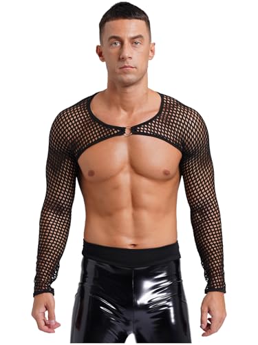 Sywiyi Maillot De Corps Homme en Maille Musculaire Débardeur Transparent Bodybuilding Tshirt Sexy Crop Top Manches Longues Sousvêtements Haut pour Fête Rave...